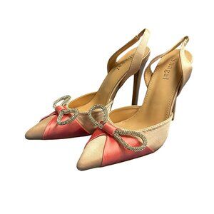 Shagal Women's Pink Sling Satin Stiletto Dress Sandals Size 7 (US)